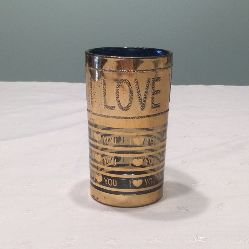 Mid Century Made in Korea I LOVE YOU Decorative Glass Textured​